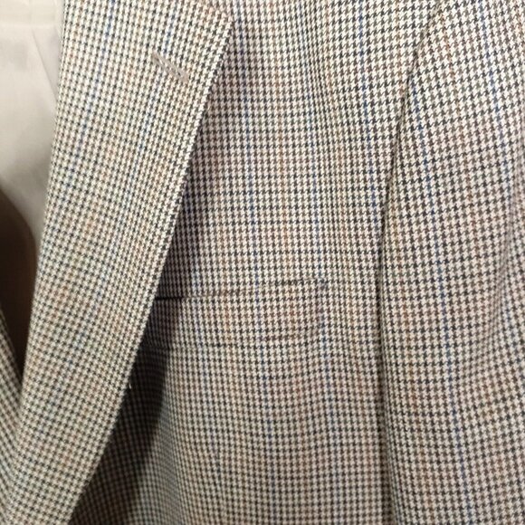 Lauren Ralph Lauren Brown Houndstooth Sportcoat Blazer Tan 100% Wool 48R - Picture 3 of 16